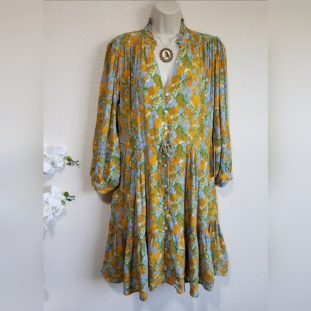 Trovata Birds of Pardise Yulia Shirtdress in Golden Blair